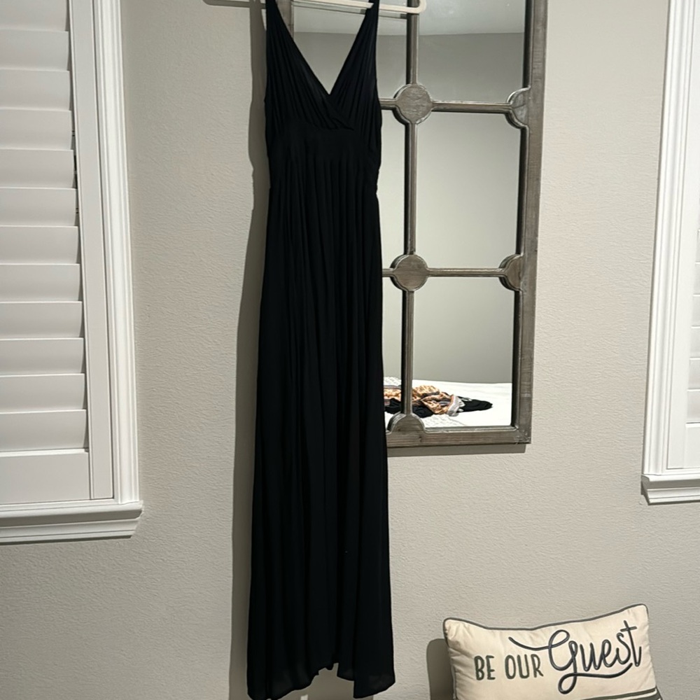 Textured black cotton Maxi Dress